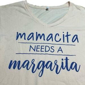 Mamacita Needs a Margarita short sleeve v-neck  Peach tshirt